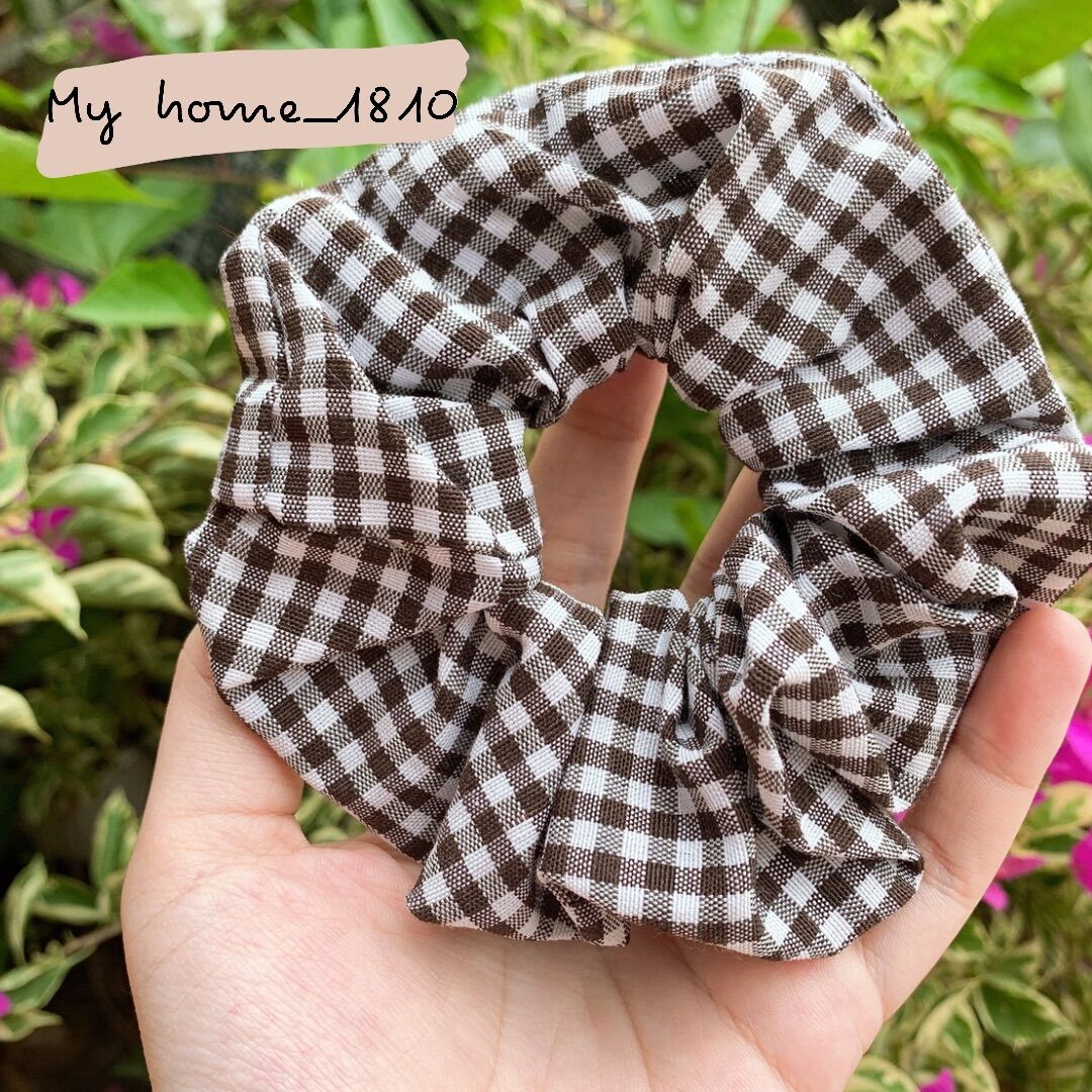 Dây cột tóc scrunchies caro nhiều màu cao cấp