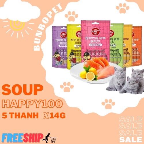Soup thưởng wanpy happy 100 cho mèo - súp thưởng gói 5 thanh