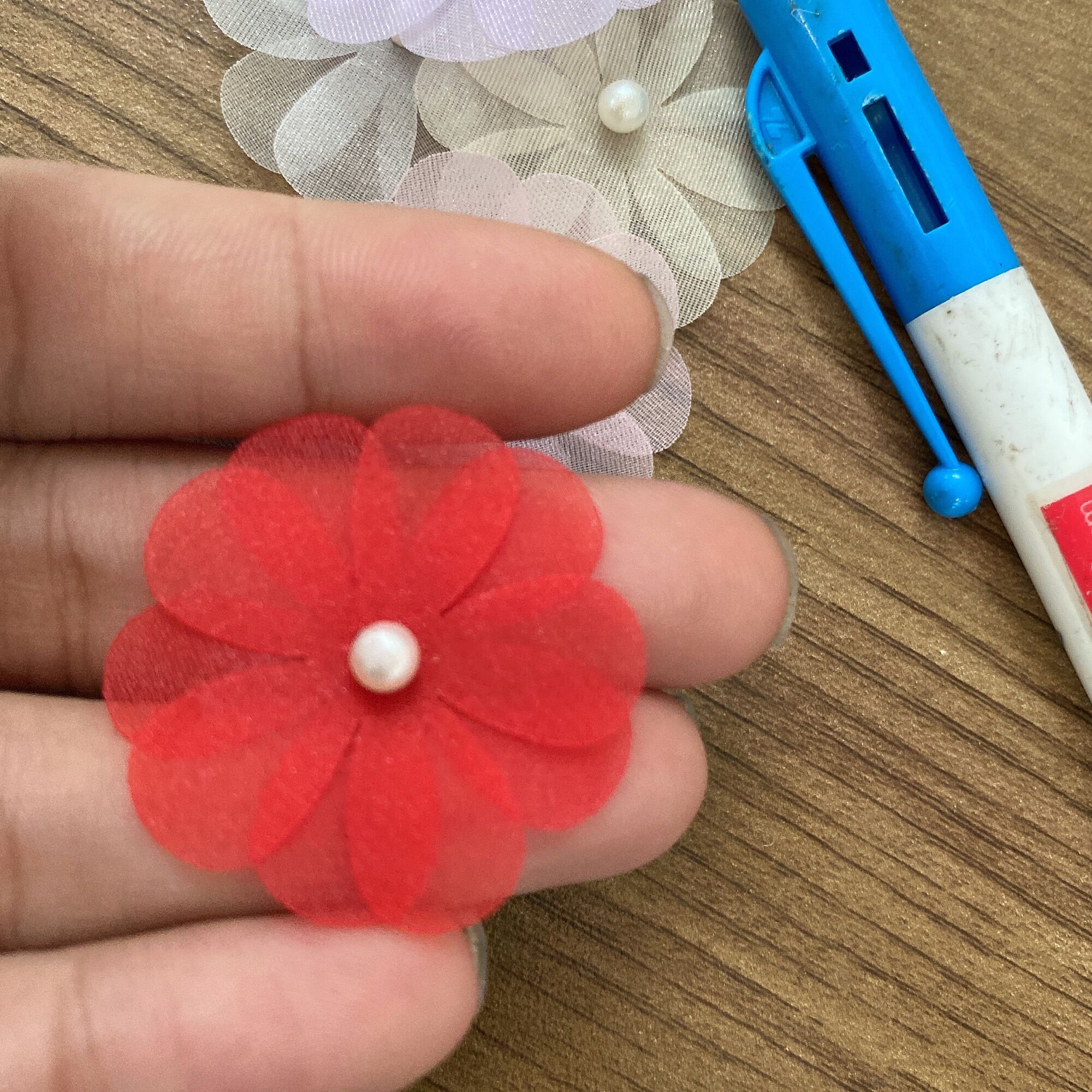 Set 10 HOA VOAN đóng ngọc sẴn size 3cm ( 2 lớp)