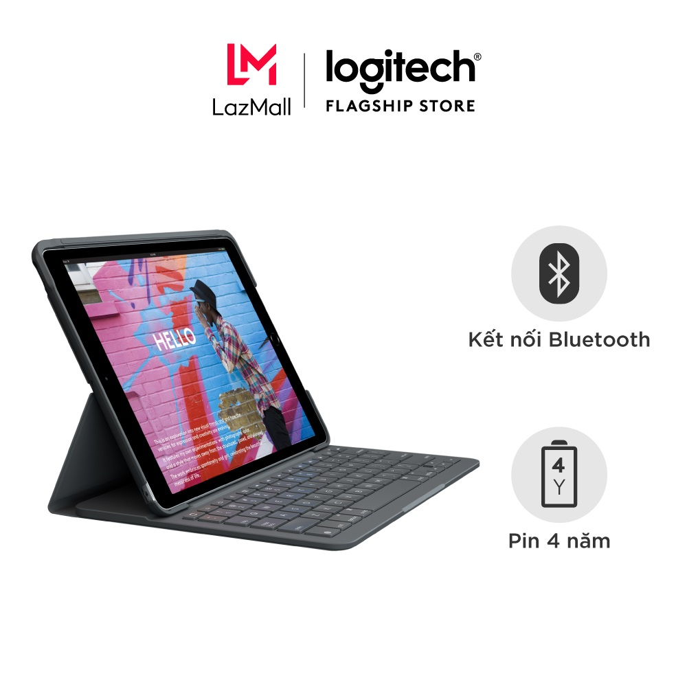 Bao da kèm bàn phím Logitech Slim Folio có kết nối bluetooth dành cho iPad Gen 7, 8, 9