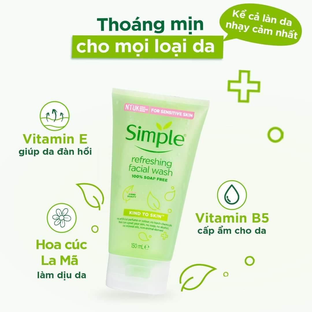 [ chính hãng ] Sữa Rửa Mặt Simple UK 150ml ( mẫu mới nhất )
