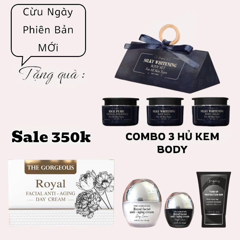 [CHÍNH HÃNG] (KEM NGÀY MỚI NHẤT TẶNG KEM ĐÊM) KEM CỪU NGÀY Múi xù Gorgeous (Gồm:Kem Ngày 50g+Kem đêm 10g+Gói Kem CN) giúp làm trắng da nâng cơ chống nắng