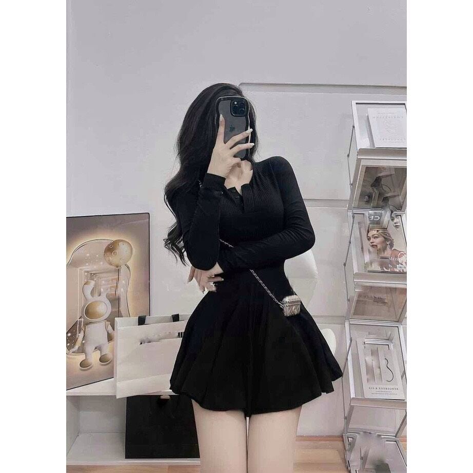 ĐẦM BODY ÔM XÒE ĐÍNH NÚT DXă