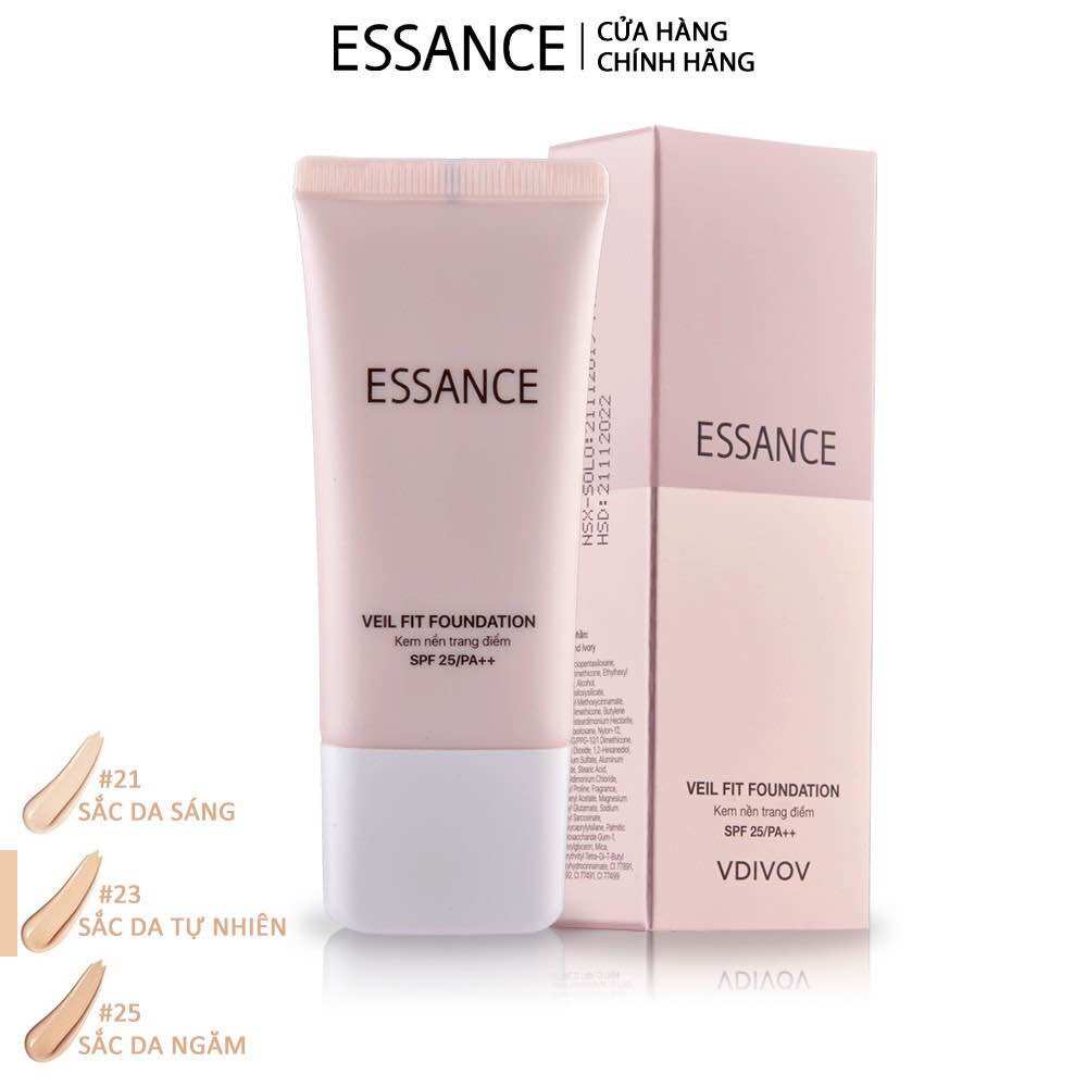 Kem nền bền màu che khuyết điểm toàn diện Essance Veil Fit Foundation SPF25 PA++ 30ml