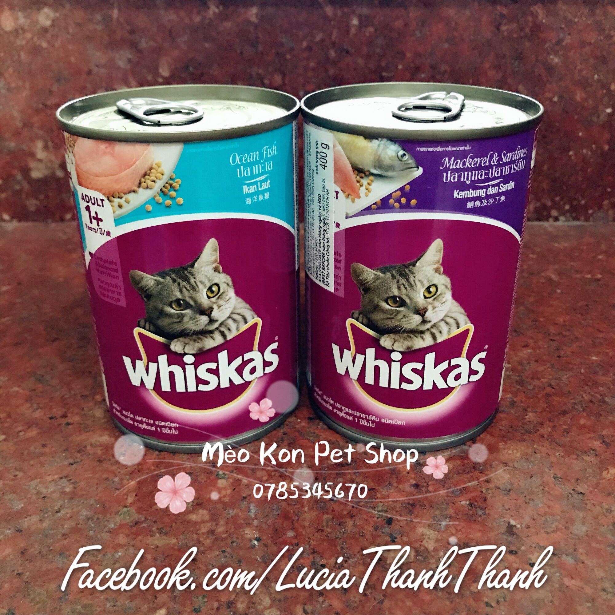 [HCM]Thức ăn mèo Pate Whiskas lon đủ vị 400gram