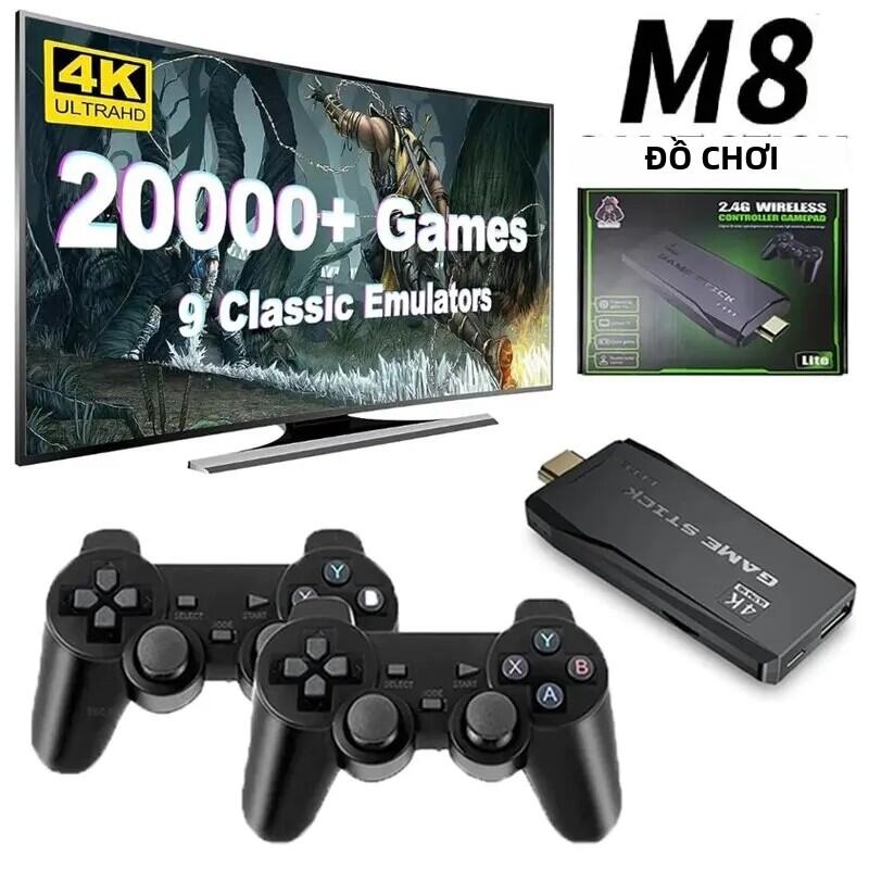 Máy Chơi Game Cầm Tay Mini Retro Máy Chơi Game Video HD 4K Tích Hợp 20000 Trò Chơi Và Bộ Điều Khiển Không Dây TV Game Stick