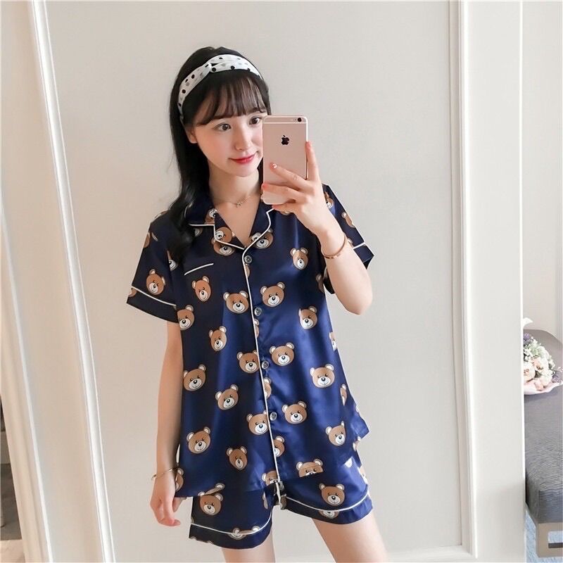 Set bộ ngủ pizama lụa - sb052