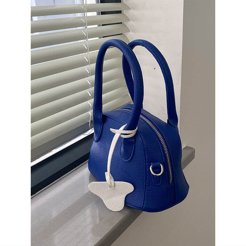 Special-Interest Design Blue Lychee Pattern Soft Glutinous Texture One-Shoulder Portable Shell Pouch Western Style All-Matching Crossbody Bag for Women