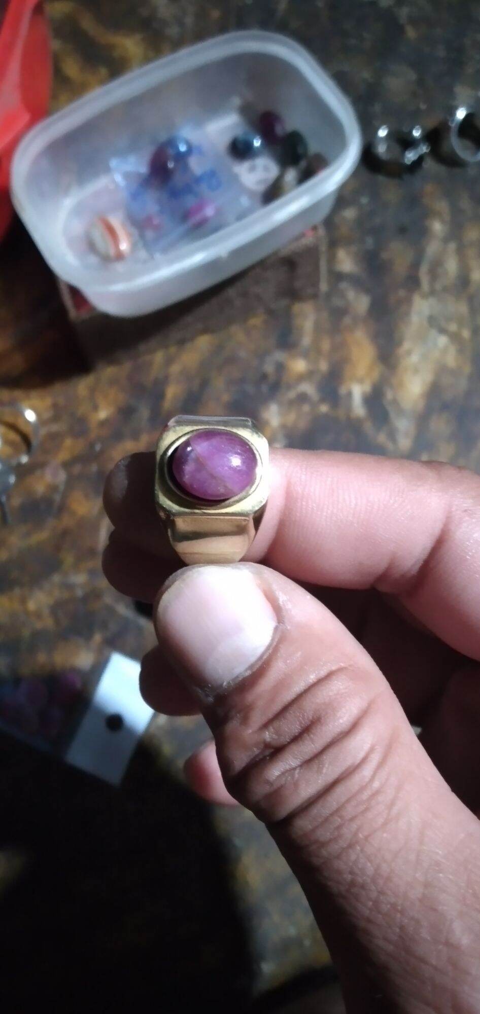 Nhẫn nam si vàng mặt nhẫn đính đá ruby thiên nhiên