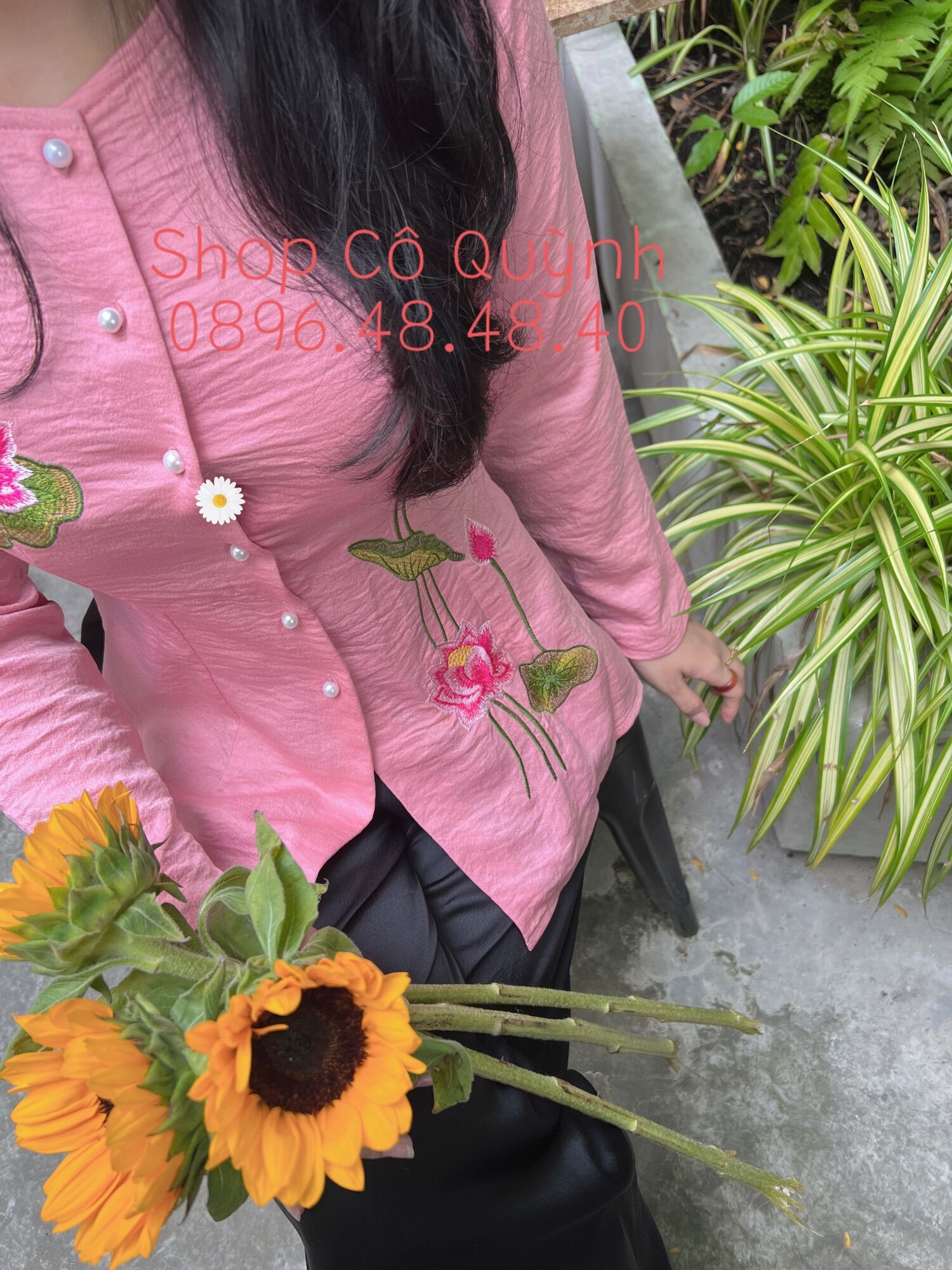 ÁO BÀ BA THÊU SEN ( ÁO LẺ KHÔNG KÈM QUẦN)