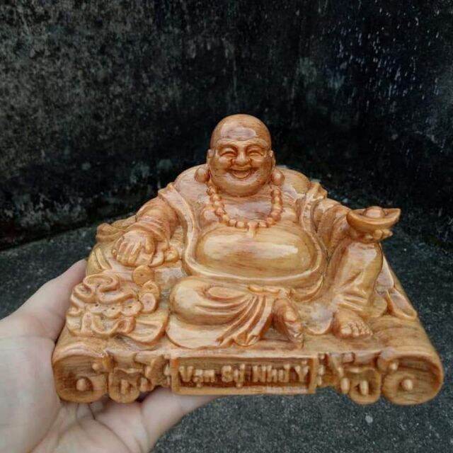 Tượng Phật Di Lặc Để Xe Ô Tô Vạn Sự Như Ý Gỗ Huyết Long Huyết Rồng
