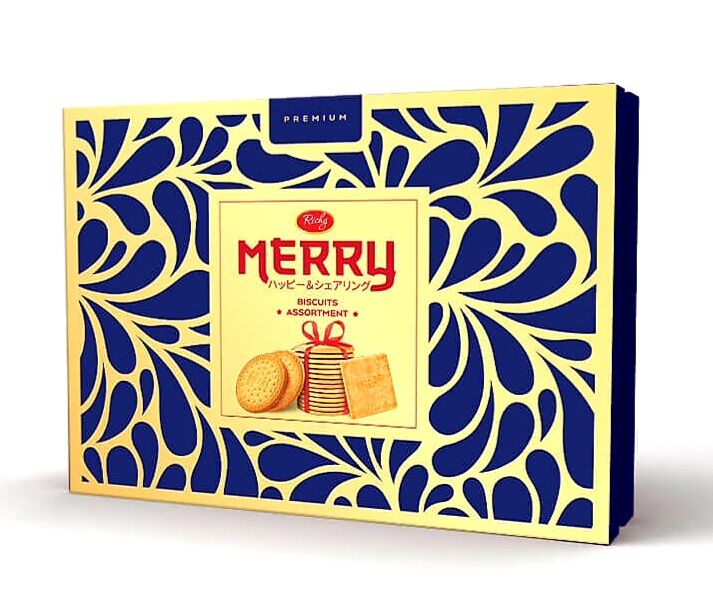 (Có túi xách) Hộp bánh quy Merry Bách Phúc xanh/đỏ. Date 9/22