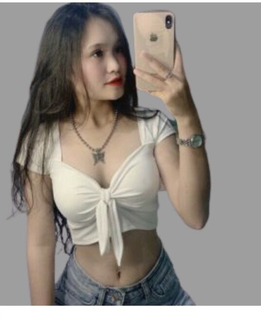 Áo croptop cột nơ trước ngực