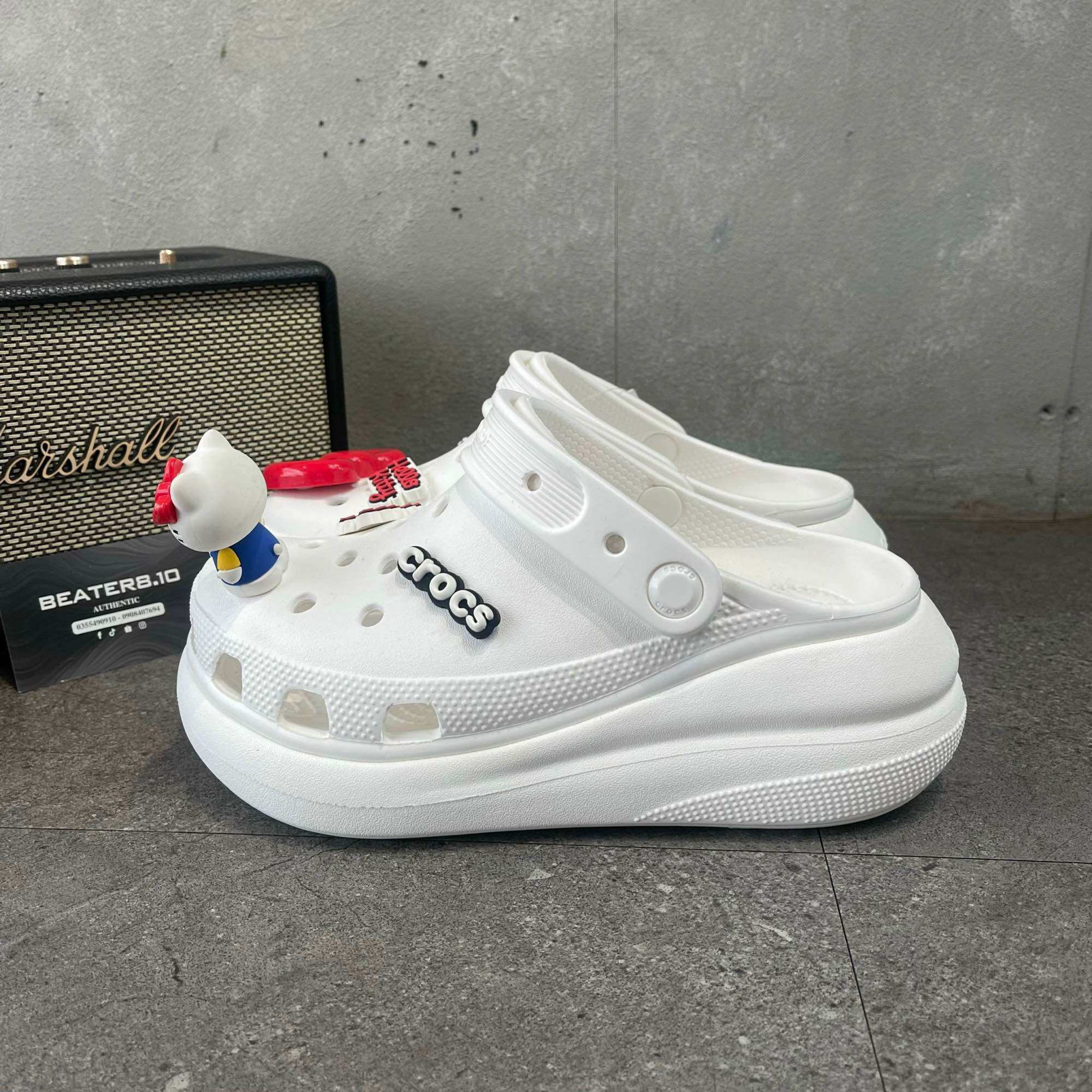 CHÍNH HÃNG - GIÀY CLOG UNISEX CROCS CRUSH CLASSIC WHITE Code: 207521-100