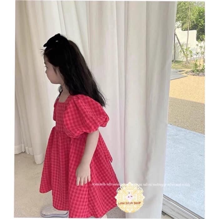 Váy bé gái -váy hồng đậm 2 nơ lưng