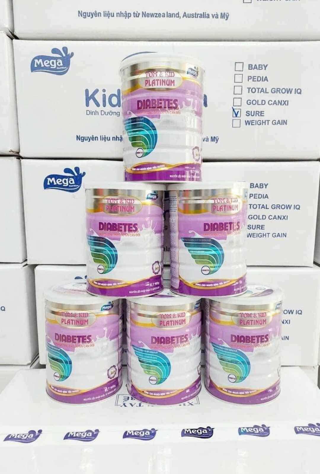 Chính hãng - hộp 900g  Sữa bột dành cho người tiểu đường Tom&Kid Platinum
