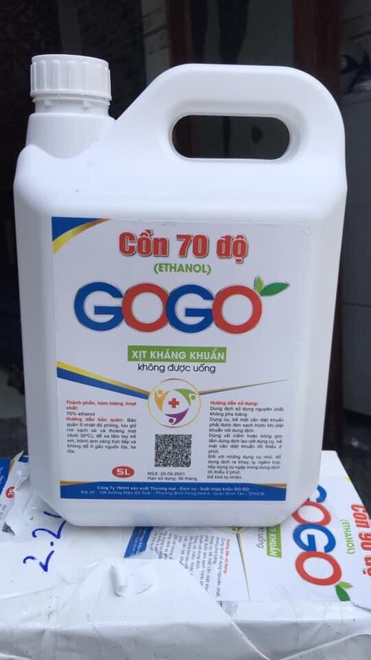Can 5Lit Cồn Y Tế Ethanol 70 độ GOGo
