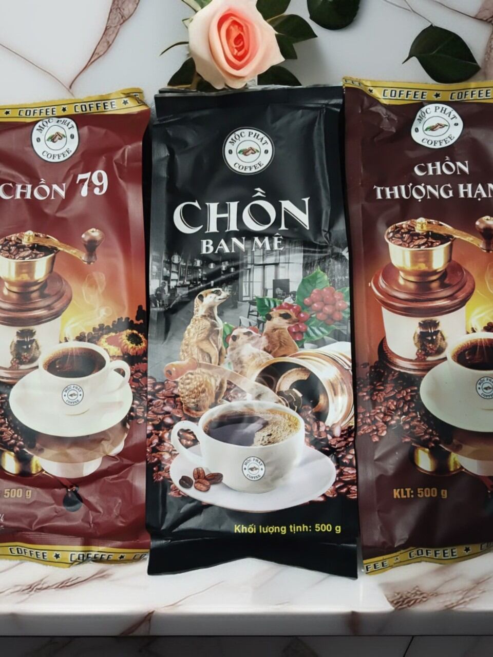 Combo 3 Packages of Dong Phat Coffee (Regular+Ba Mee+Chomen 79), Fragrant, Low in Fat, Dark Color.