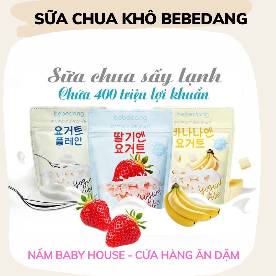 Sữa chua khô Bebedang Hàn Quốc cho bé ăn dặm từ 8 tháng vị dâu, chuối,táo