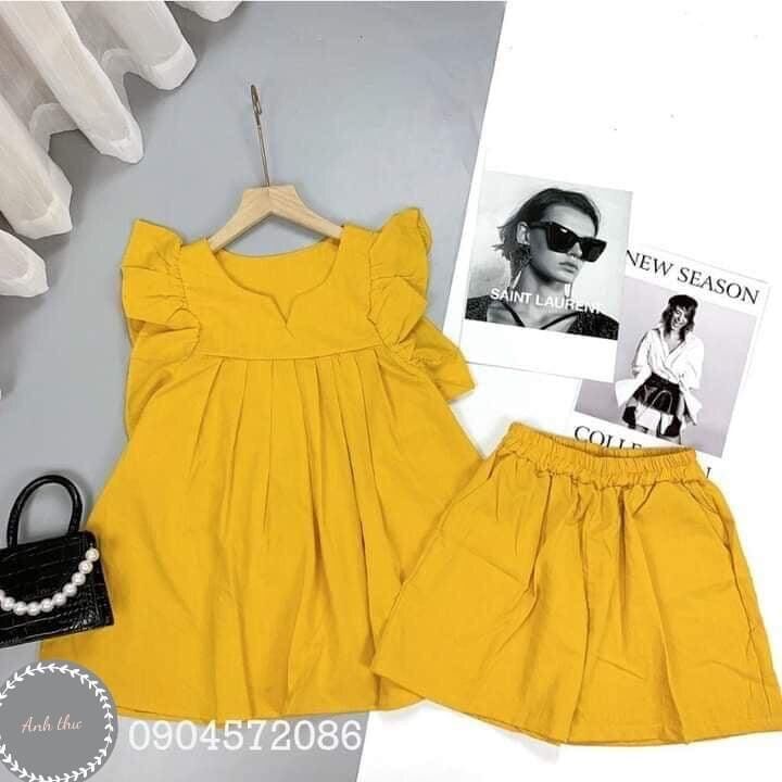 Đồ bộ mặc nhà quần short tay cánh tiên