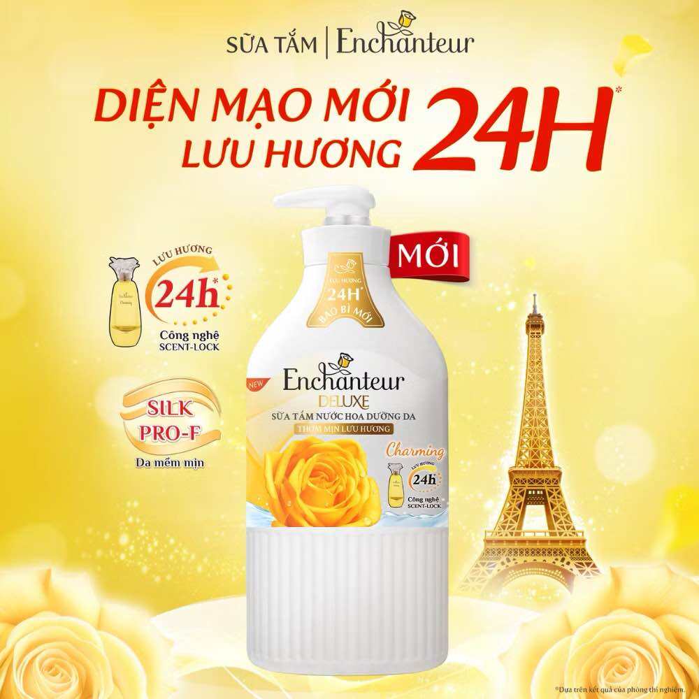 Sữa tắm dưỡng da Hương nước hoa Enchanteur 900g charming mẫu mới