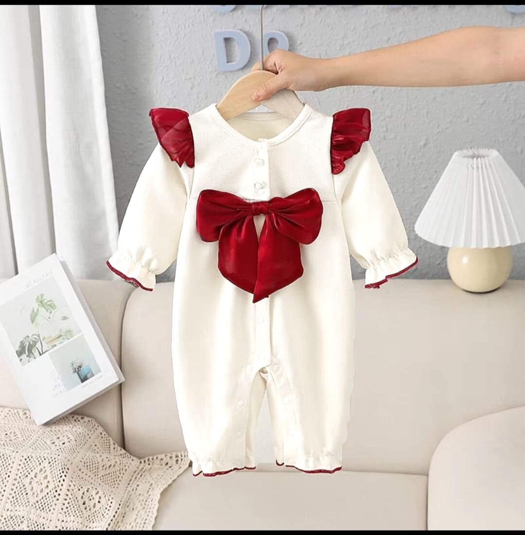 bộ bodysuit nhung tăm cho bé