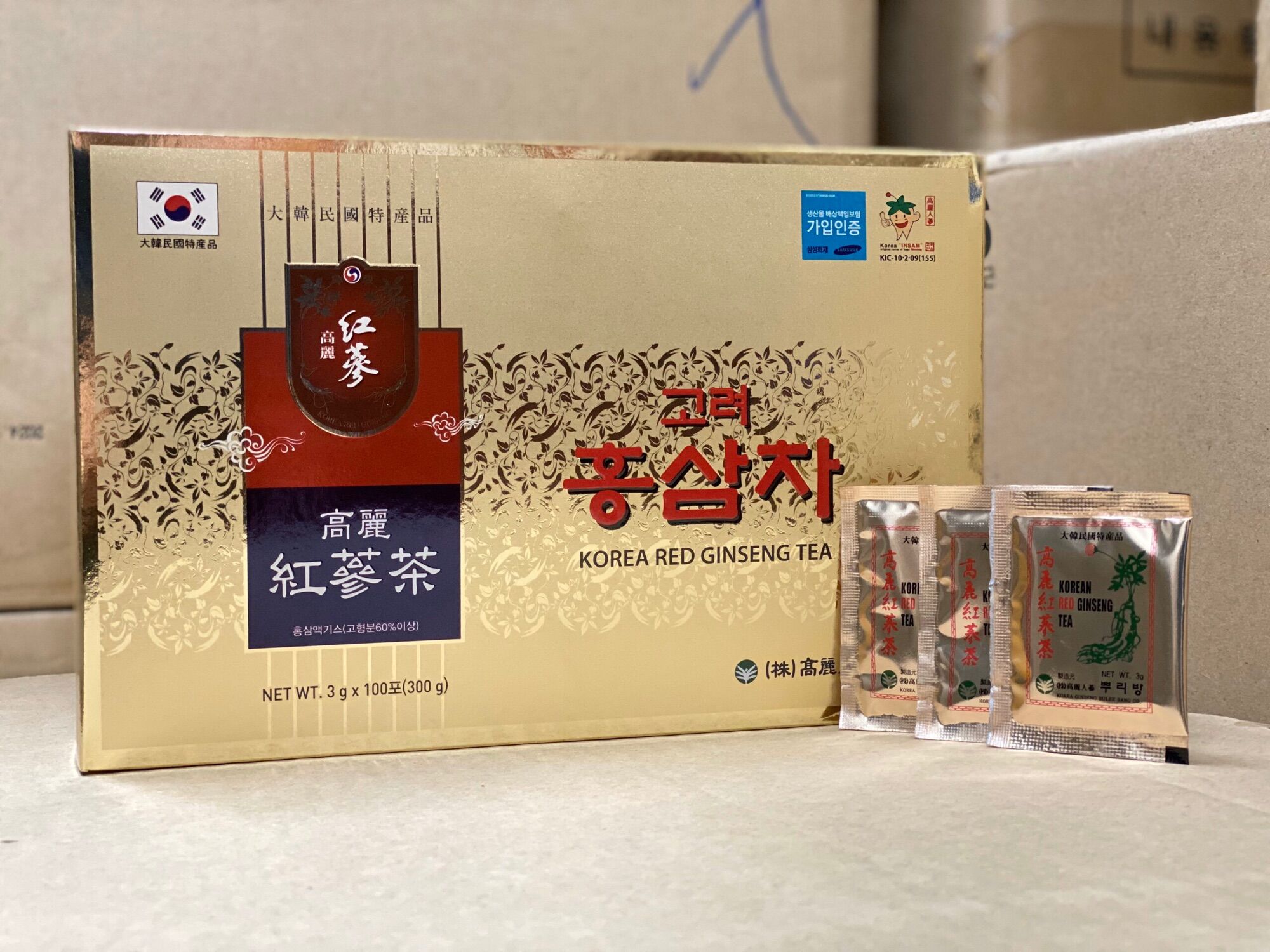 Trà Hồng Sâm Hàn Quốc( hộp 100 gói) - Tăng cường hệ miễn dịch, giúp tuần hoàn máu, giải độc gan