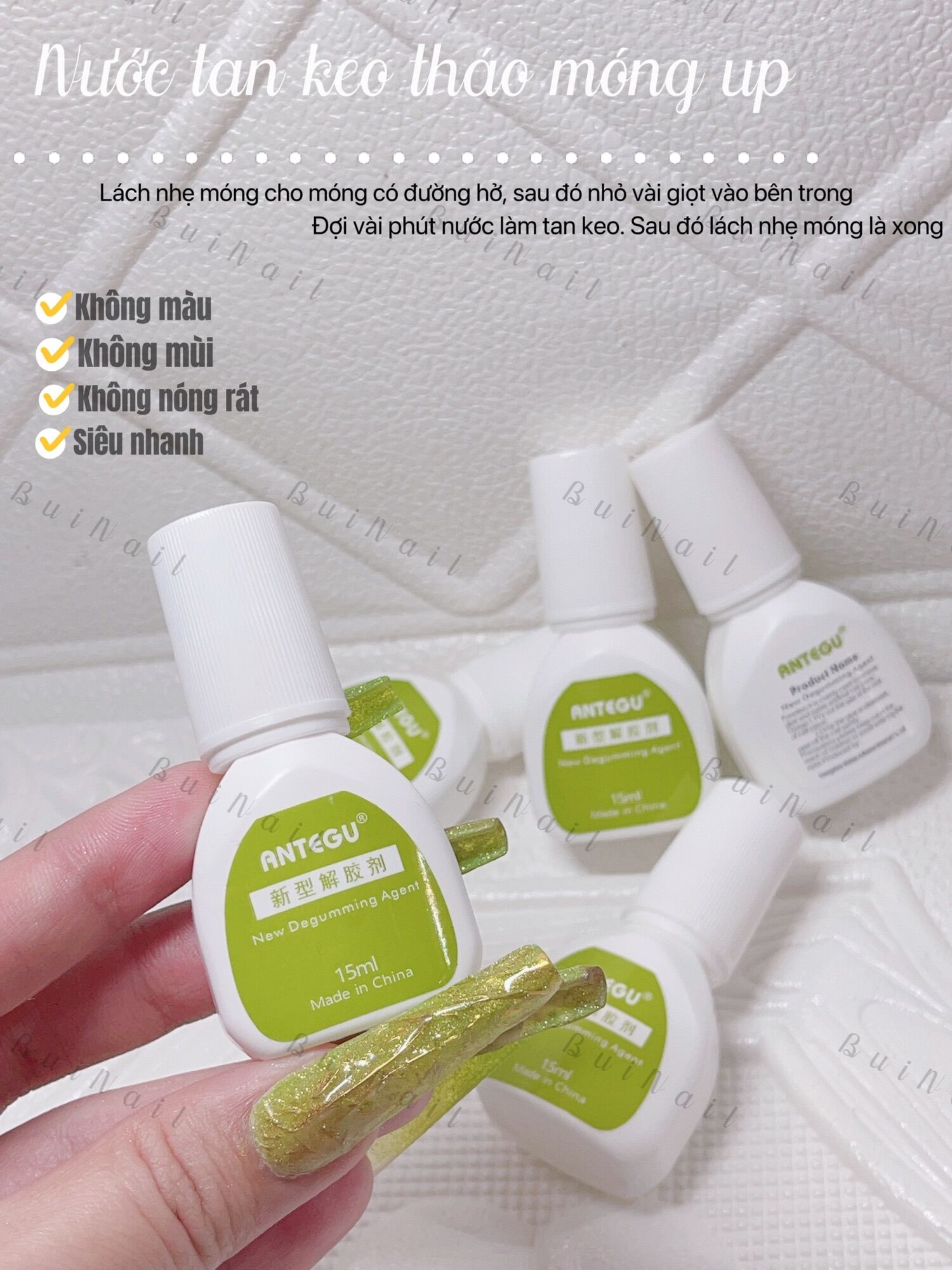 Nước tan keo tháo móng antegu