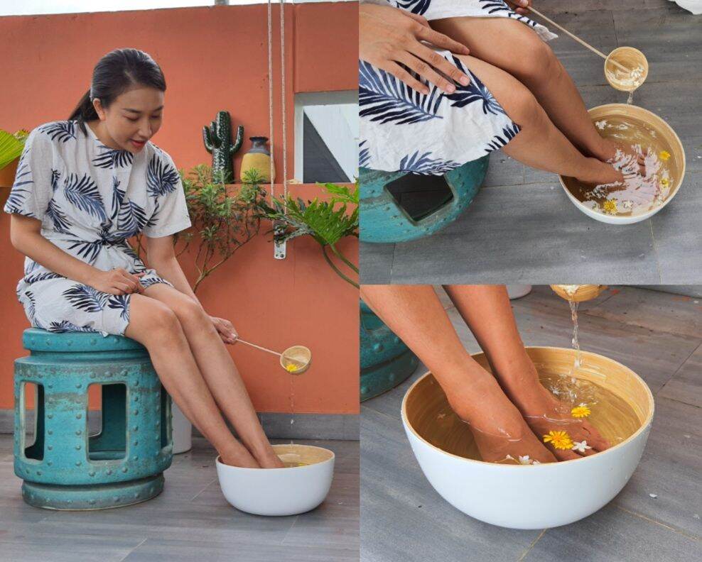 chậu ngâm chân lamg bằng tre cao cấp,siêu sang, siêu bền hàng xuất khẩu Pháp, kích thước 30*12cm