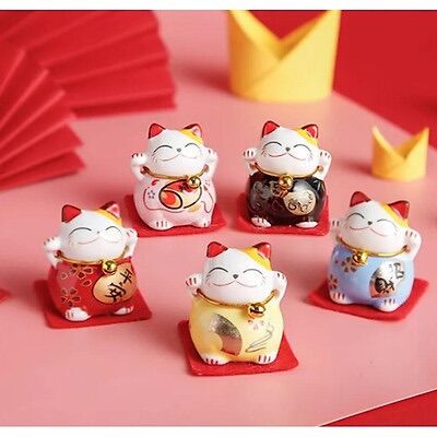 Bộ 5 tượng mèo thần tài may mắn