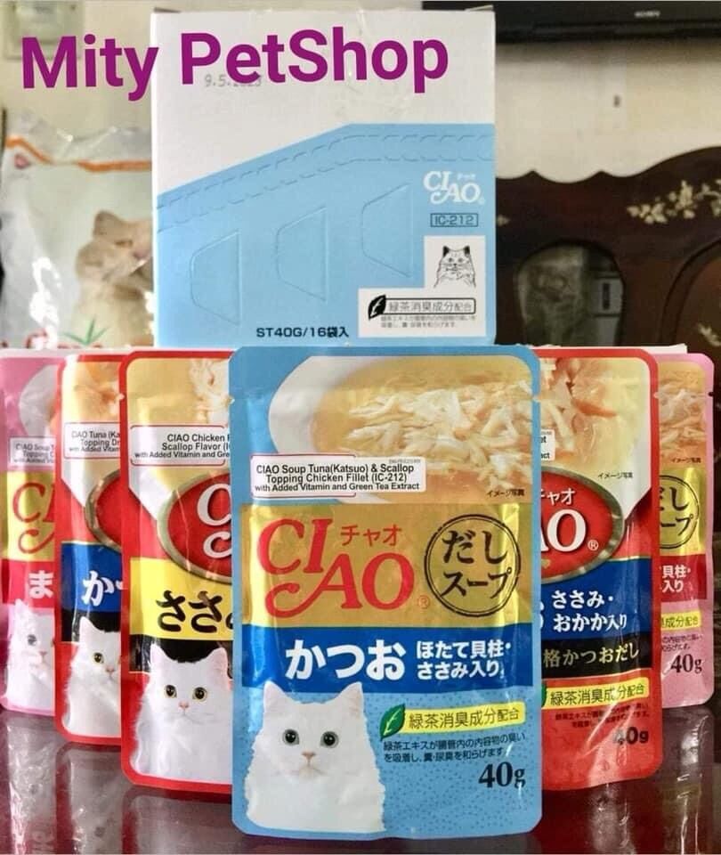 Combo 16 Gói Pate Ciao 40 gr . Mix Vị . Hàng Thái không phải Hàng Trung . Date mới . Cho Mèo trưởng thành .