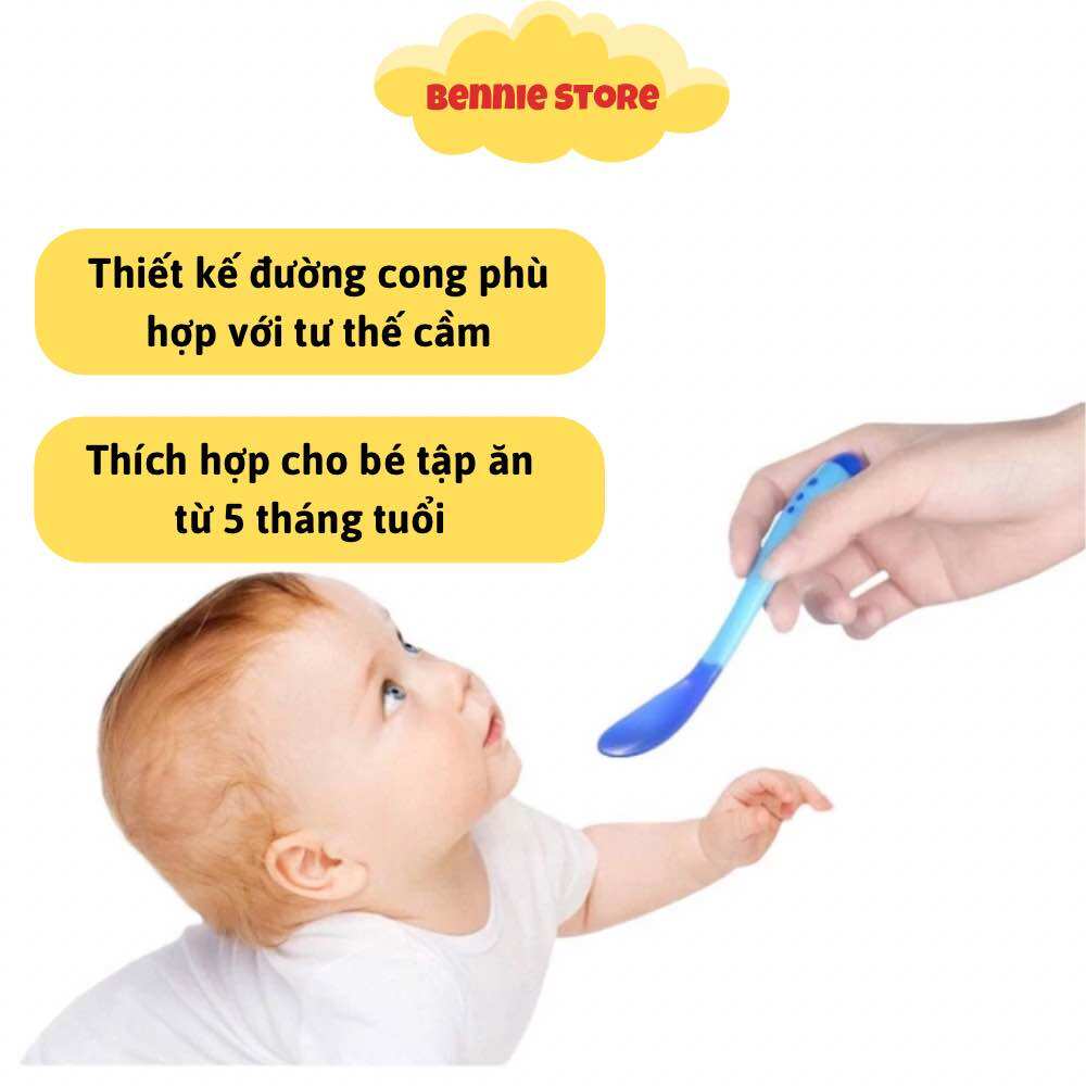 Muỗng ăn dặm silicon báo nóng cho bé