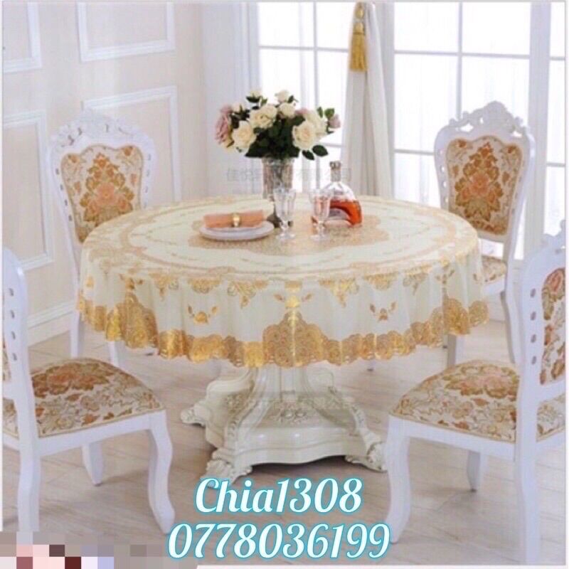 KHĂN TRẢI BÀN TRÒN CAO CẤP HOA VÂN NỔI( sỉ ib)
