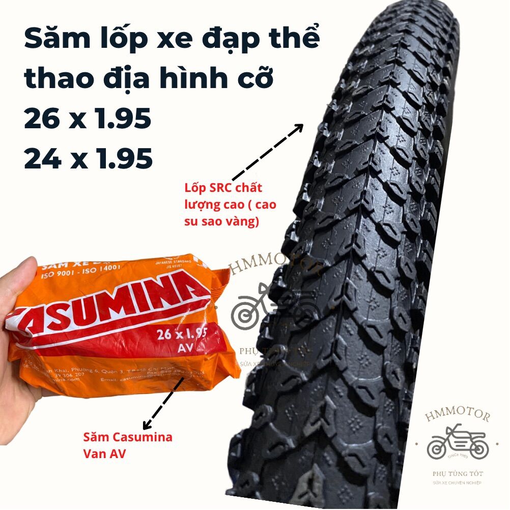 Săm lốp xe đạp thể thao địa hình 24x1.95 26x1.95
