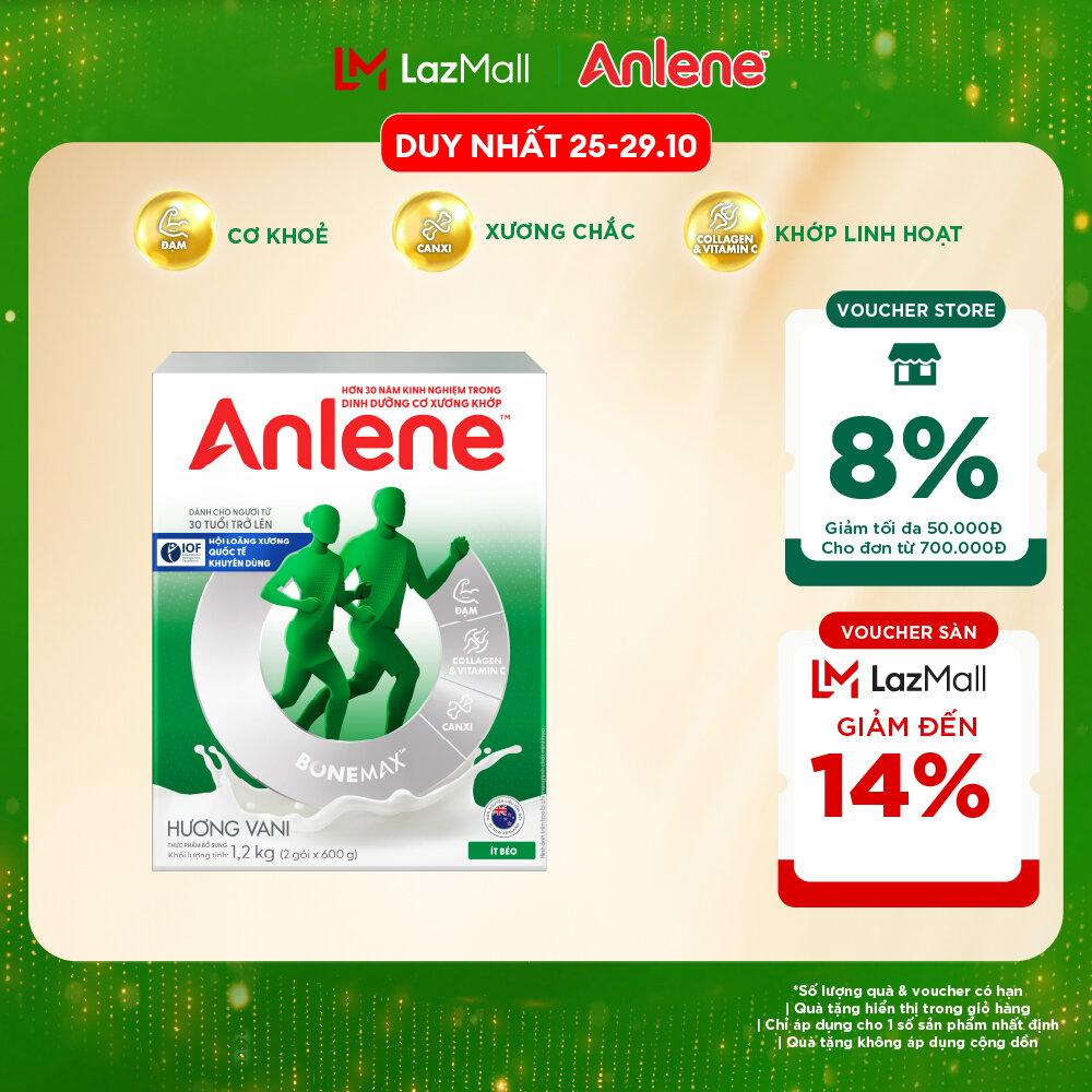 [Voucher giảm đến 26%] Sữa Bột Anlene Hương Vani 1.2Kg