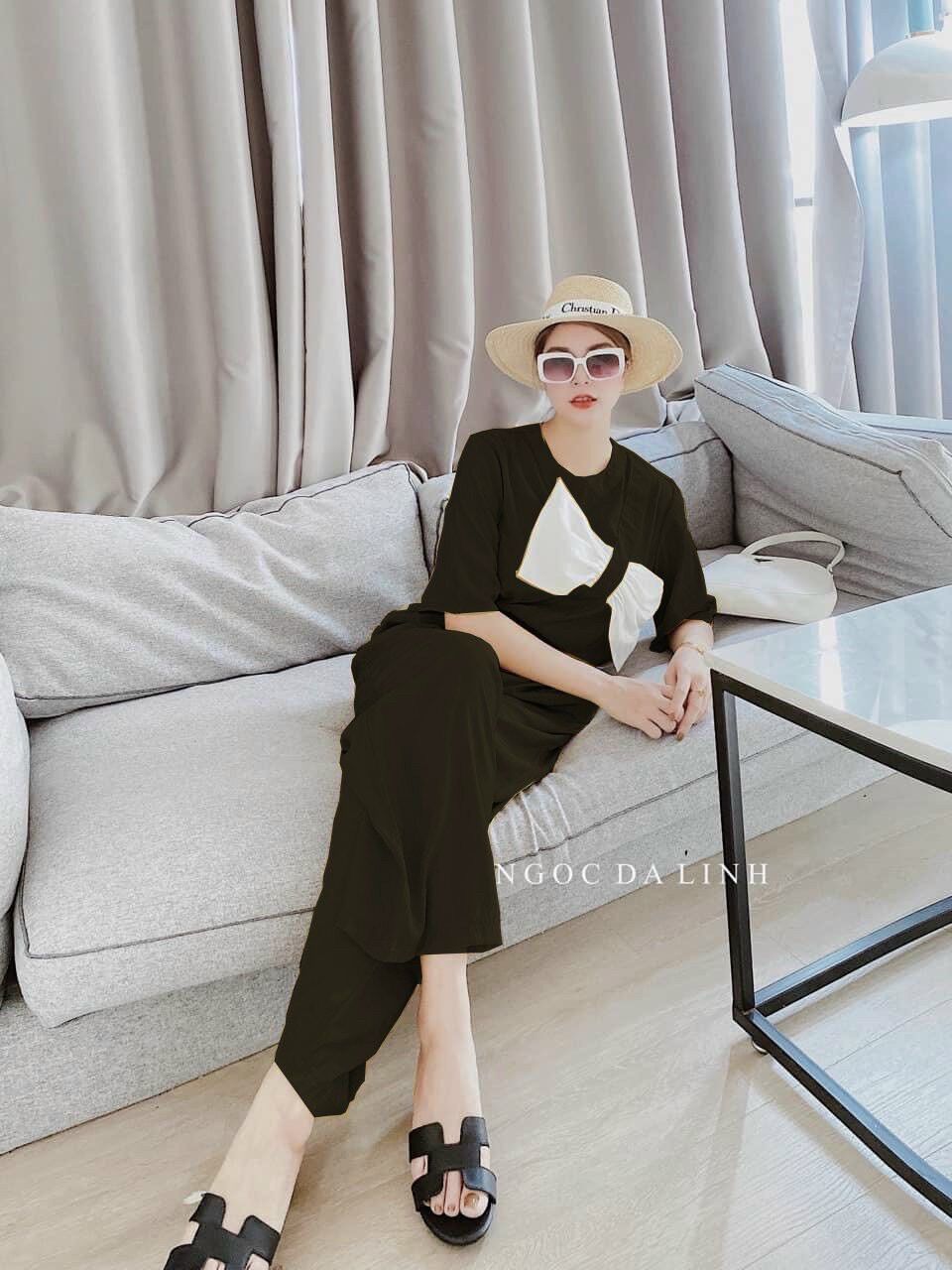 Set Bộ lụa mango phối nơ ngực hot chất lụa mango - set bộ cho nữ free size 40-60kg