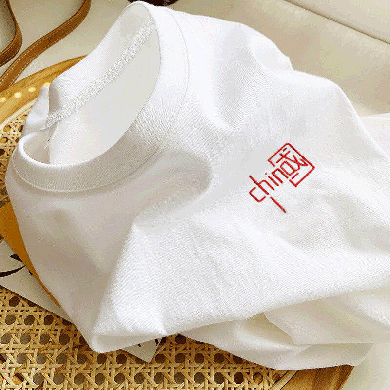 Áo Phông Cộc Tay Cổ Tròn Rộng Rãi Màu Trơn Cotton Trọng Lượng Nặng Mùa Xuân Hè Áo Hoodie Trang Phục Cặp Đôi Nữ Áo Áo Mặc Trong Phối Trong