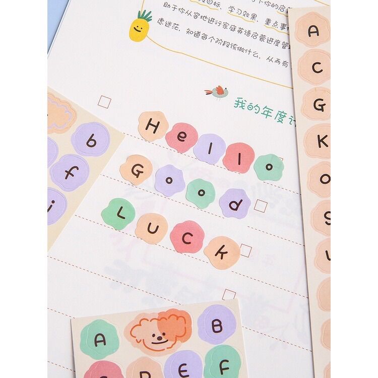 *Sticker cute - Nhãn dán chữ cái hoạt hình Hàn Quốc cute trang trí DIY sổ tay lịch