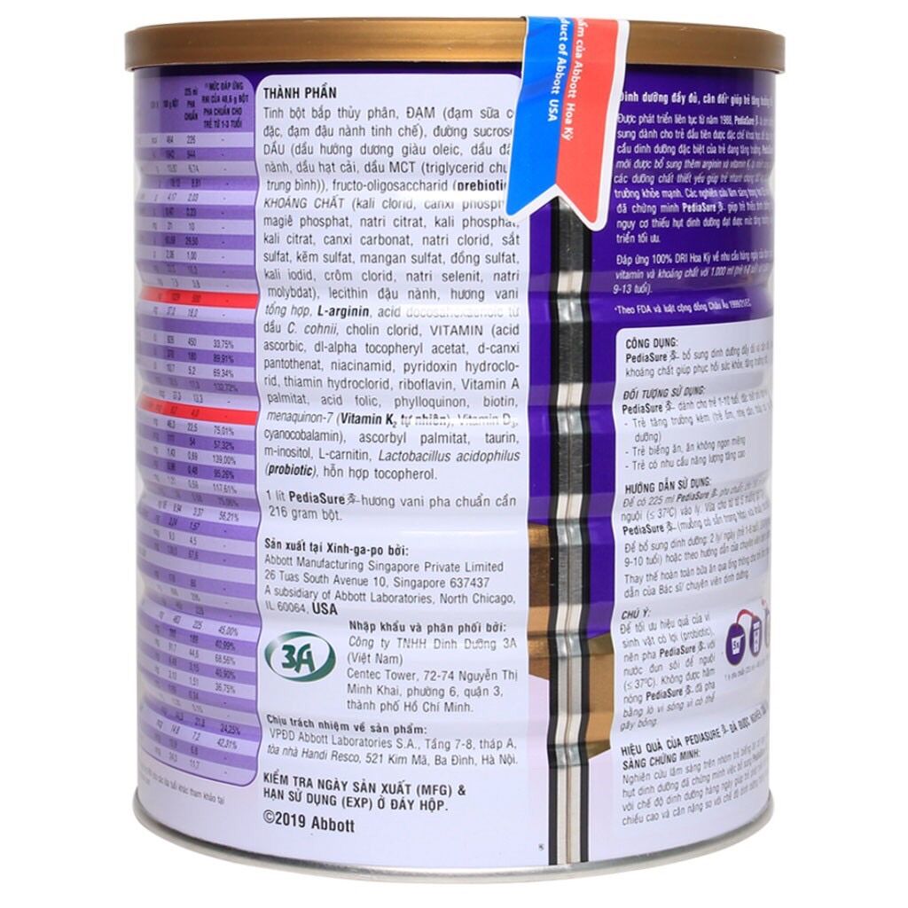 SỮA BỘT PEDIASURE LON 850G , 1kg6