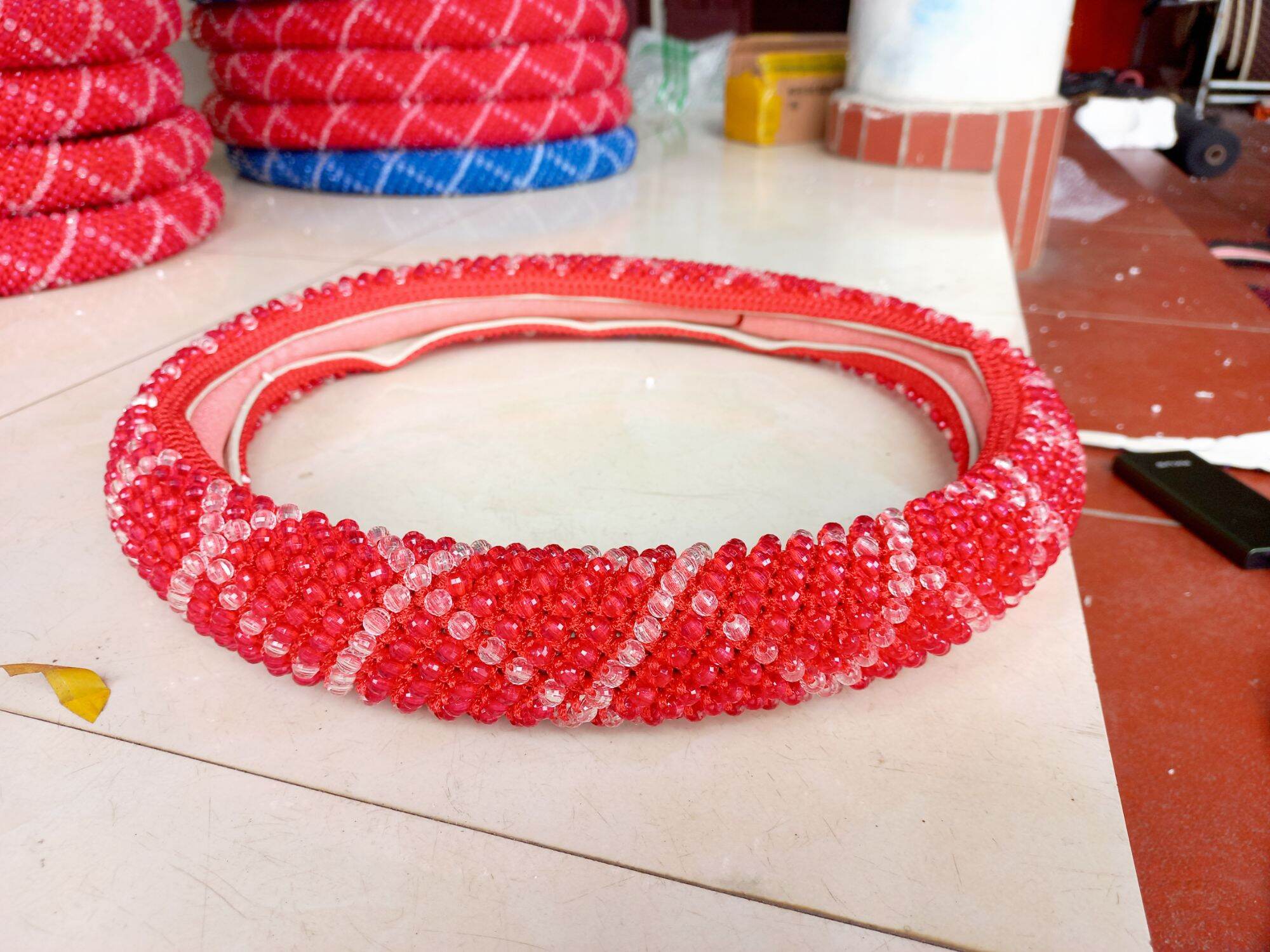 Bọc vô lăng hạt cườm pha lê Hàn Quốc