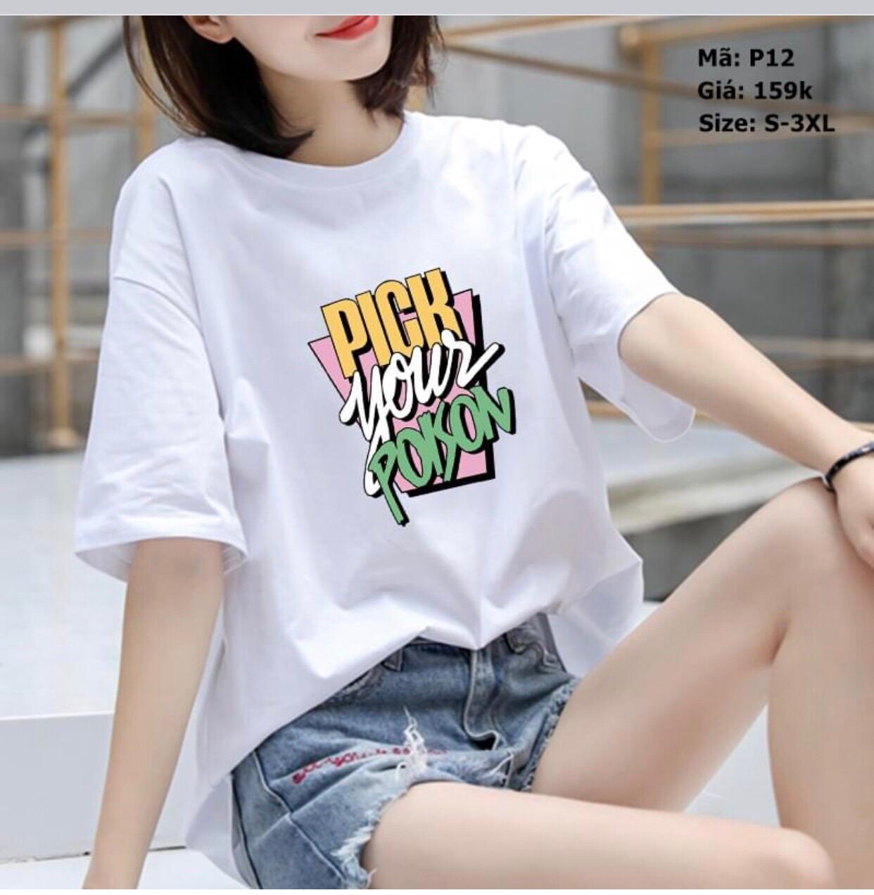 Áo thun nữ phom rộng tay lở