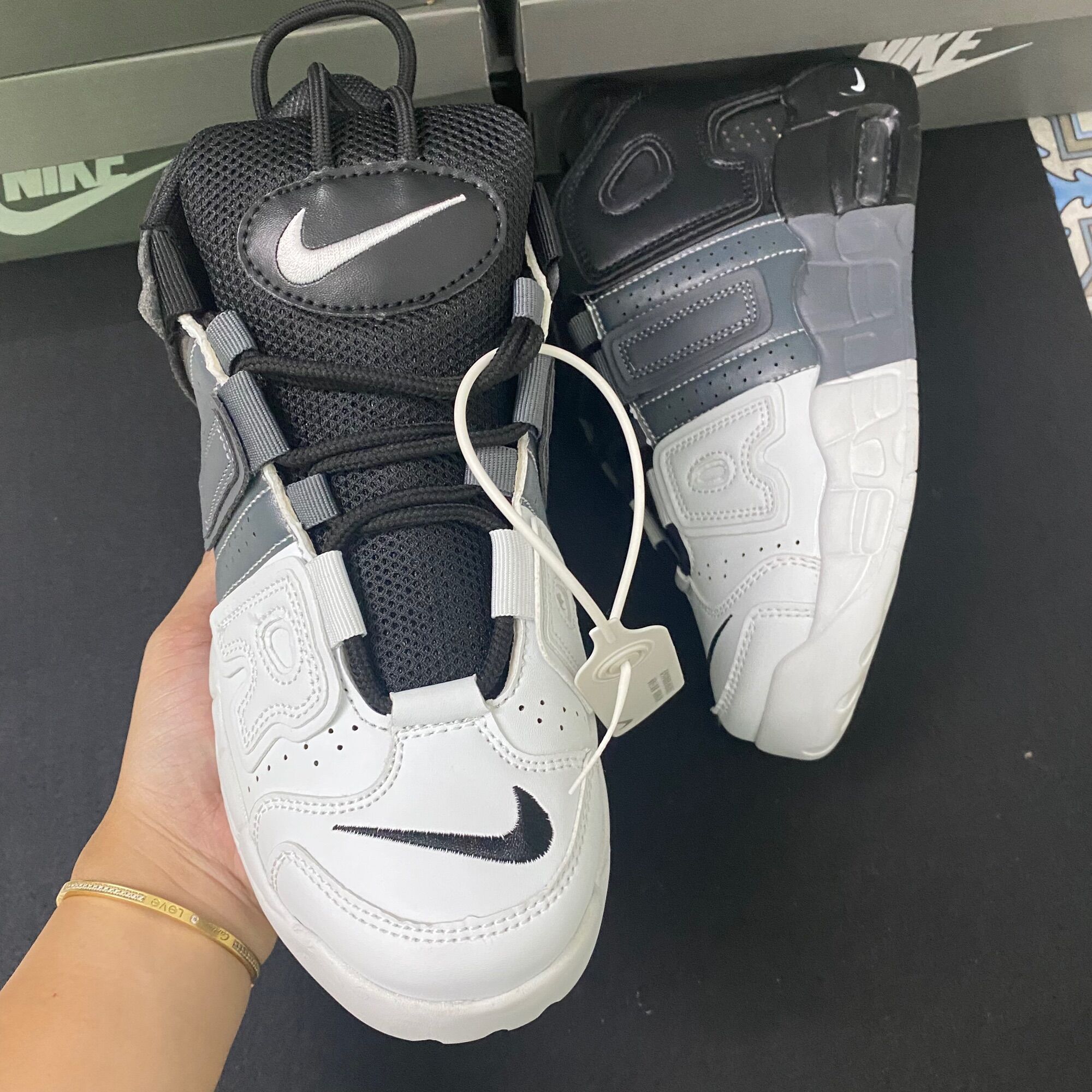 Giầy Uptempo air cao cổ đen xám siêu đẹp fullbox