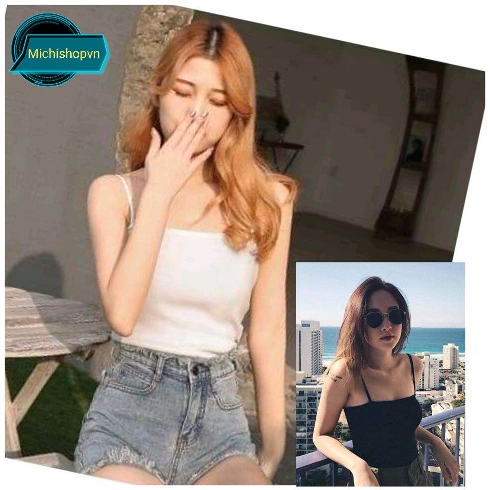 Áo 2 dây nữ sợi bún MICHI180 - áo croptop thun co dãn dáng ôm (40-60kg)