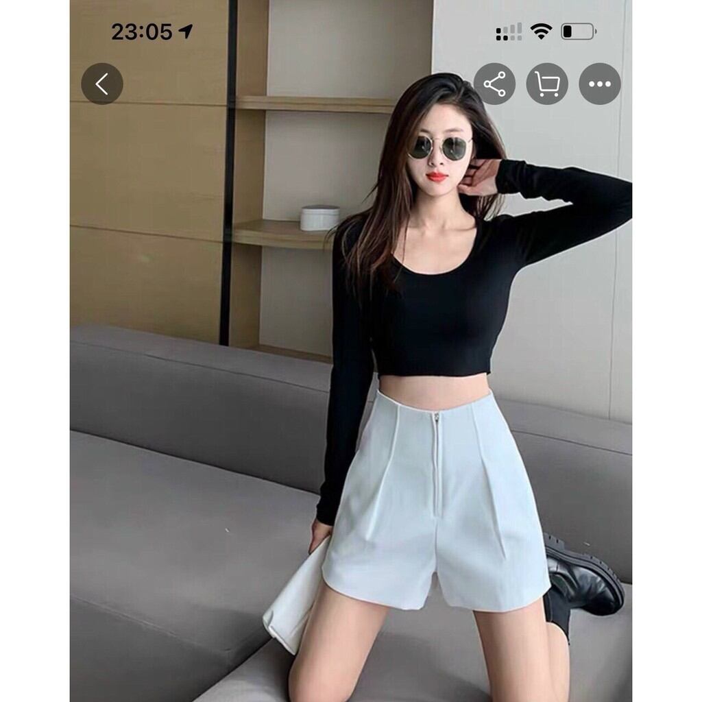 Quần Short Cạp Liền Khoá Trước