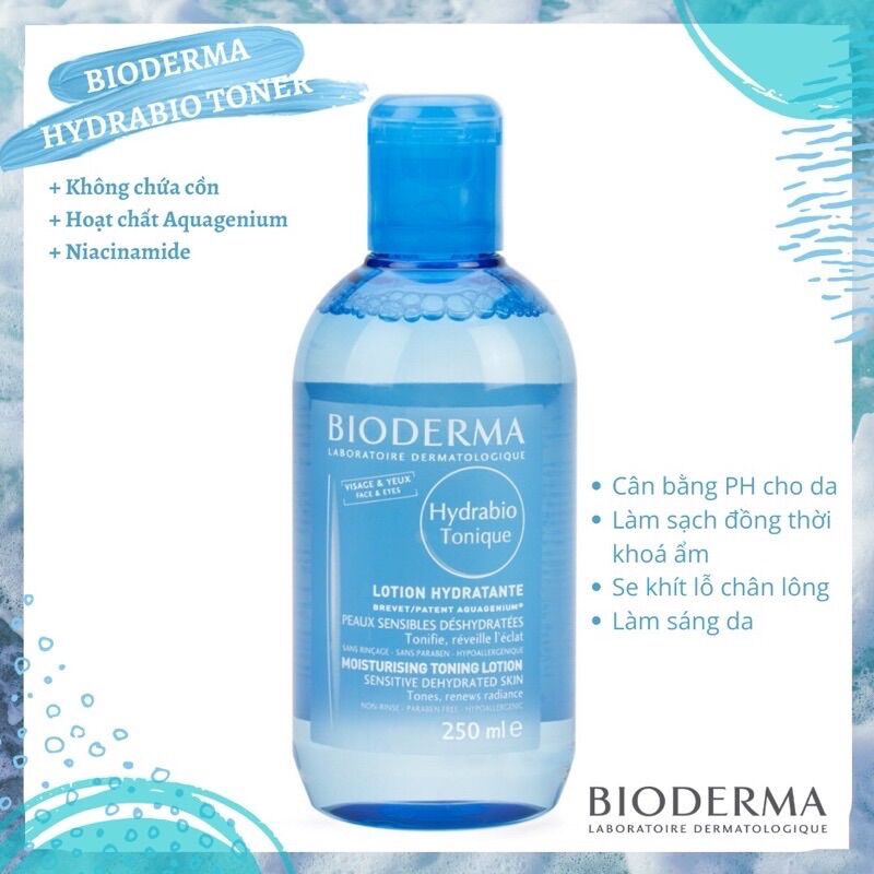 [SALE CHÍNH HÃNG] Toner không cồn Bioderma Hydrabio cấp ẩm 250ml