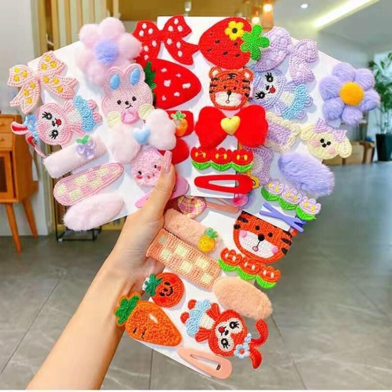 Set 10 kẹp tóc len xinh xắn dễ thương cho bé gái