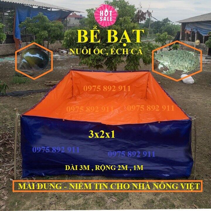 Bể bạt nuôi ốc ếch cá lươn 3x2x1 xanh cam