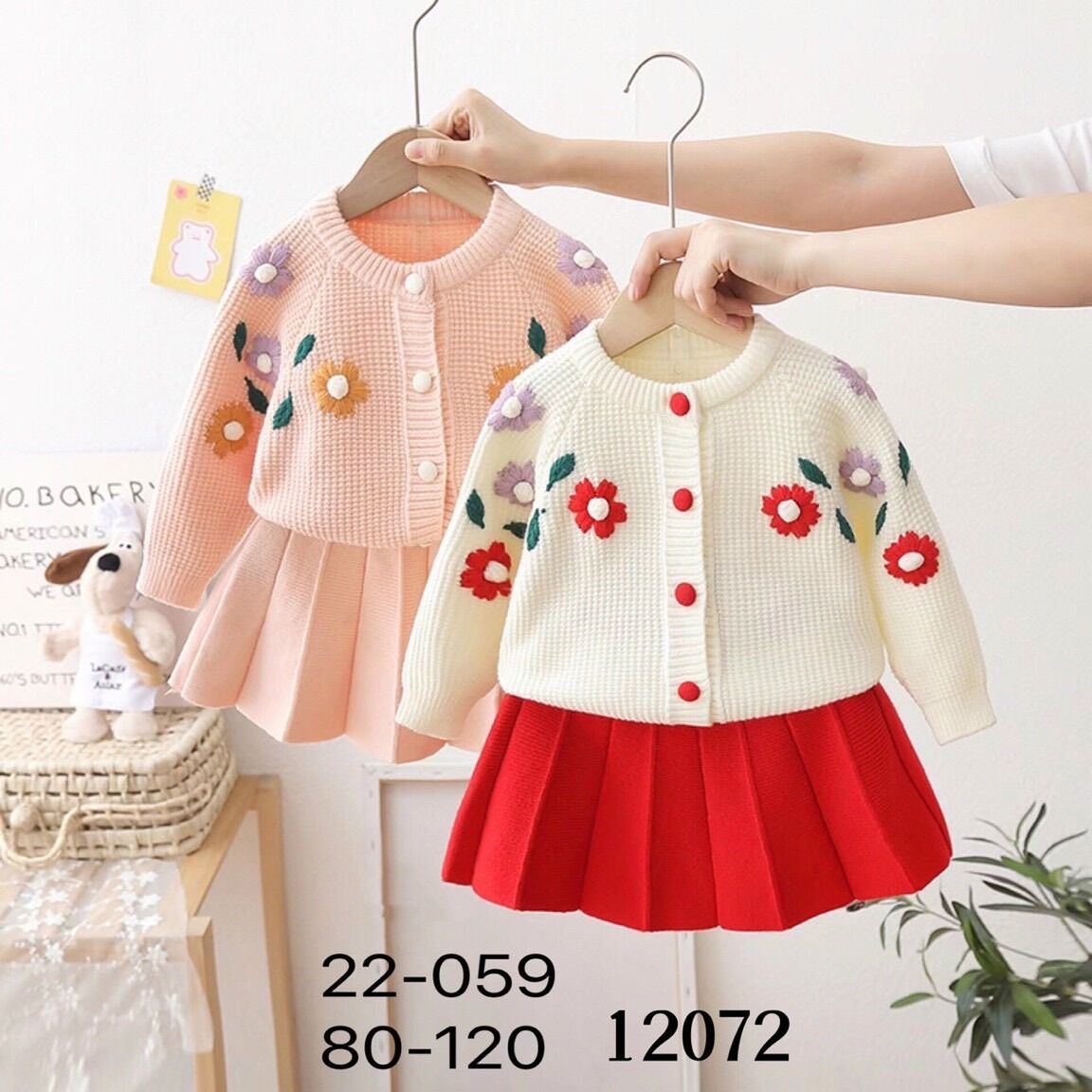 Set váy len thêu bé gái hàng quảng châu cao cấp