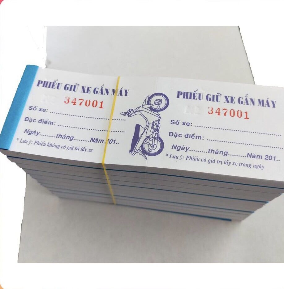 10 cuốn Phiếu giữ xe in sẵn ( Hoã tốc&sẳn kho)