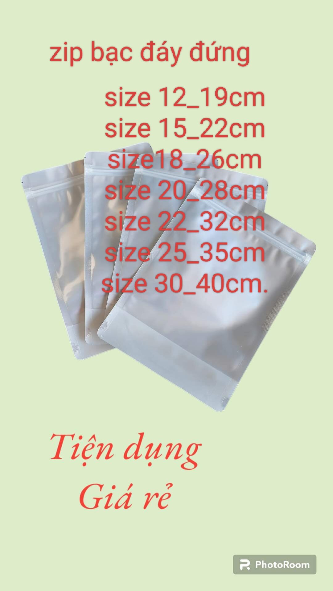 500g túi zip bạc loại 1. với đầy đủ các size .